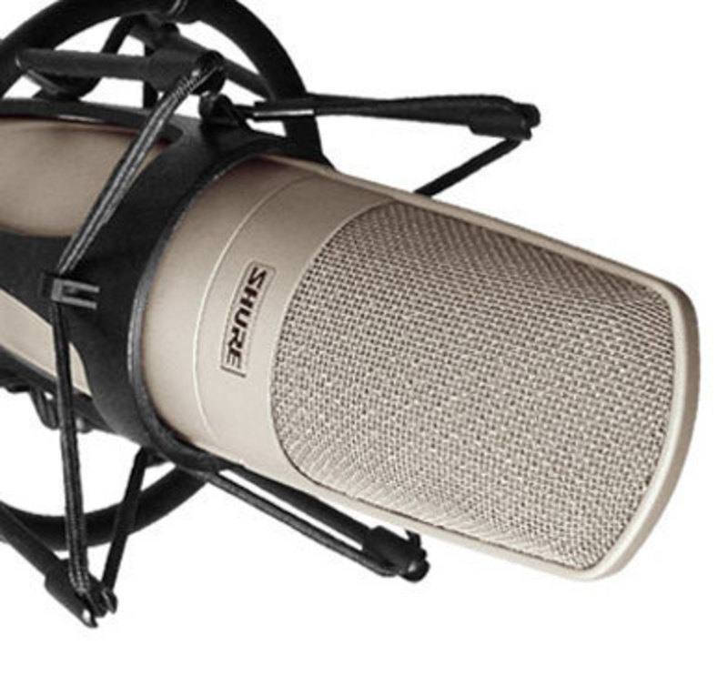 Shure Incorporated: KSM32 Microphones Close up of the KSM32 Microphone grille in a shock mount