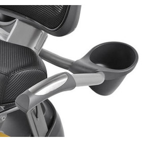 Close up view of the cup holder on the xR3 series elliptical machine