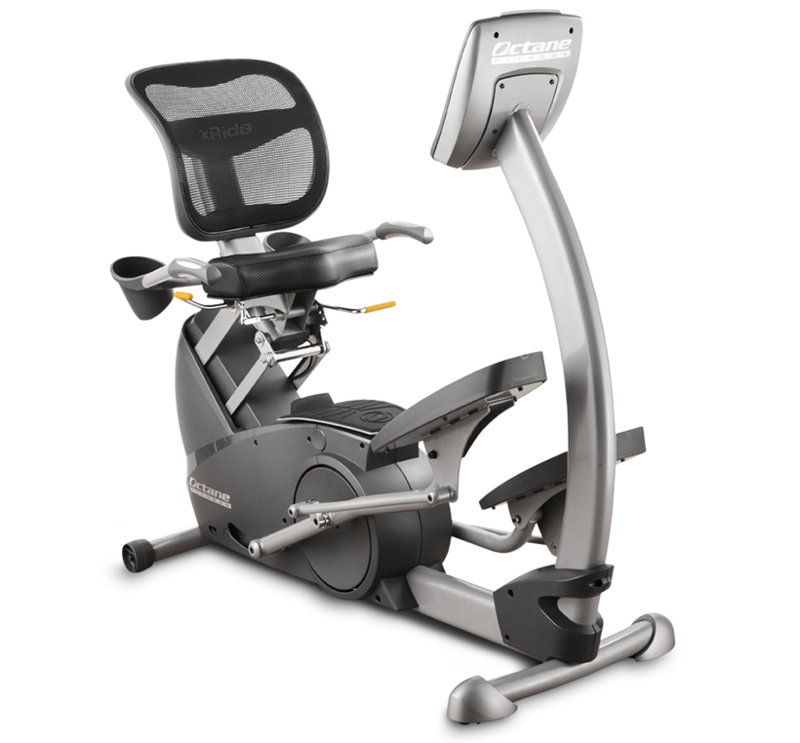 Three quarters front view of the xR3 elliptical machine