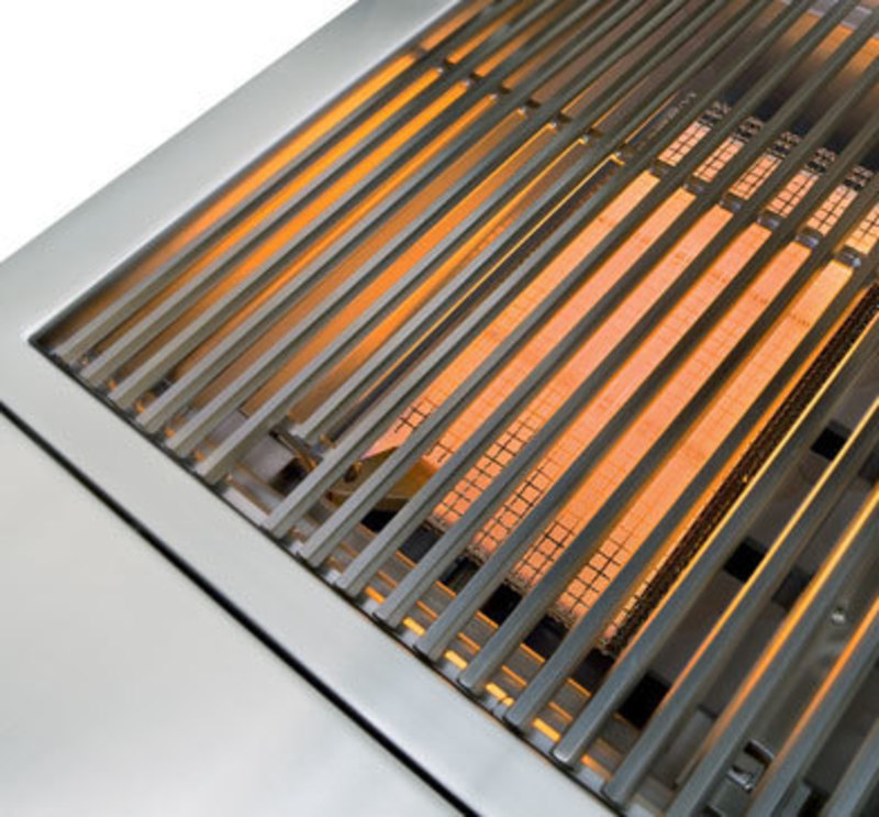 Wolf Appliance, Inc.: 42-inch Outdoor Gas Grill with Side Burner Grill surface exposed with burners on