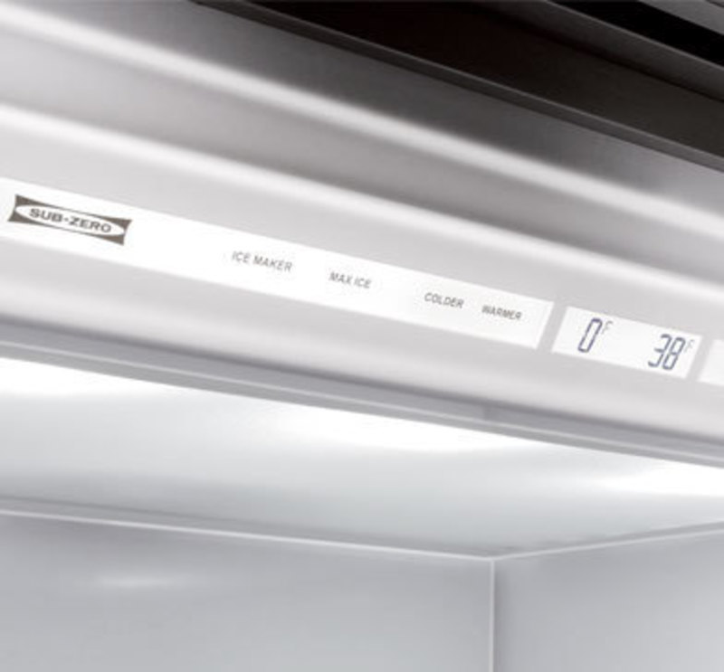 Sub-Zero, Inc.: Side-by-Side Built-In Refrigeration Close up of the illuminated control panel display