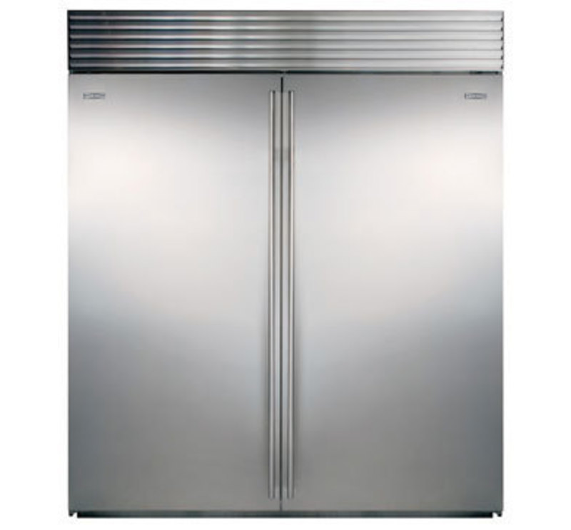 Sub-Zero, Inc.: All Refrigerator-All Freezer Built-In Refrigeration Front view rendering of the unit with stainless steel finish