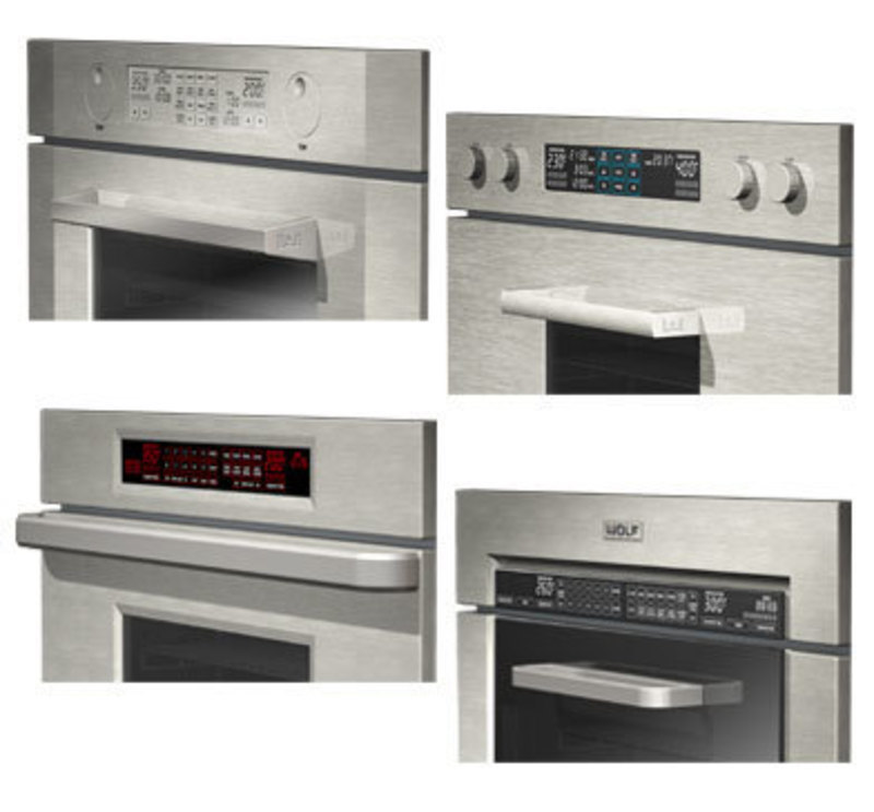 Wolf Appliance, Inc.: E Series Built-In Wall Ovens, Framed Door Style Rendering depicting potential styles for the controls and displays for e-series ovens