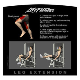 Leg extension instruction decal for Life Fitness Signature series