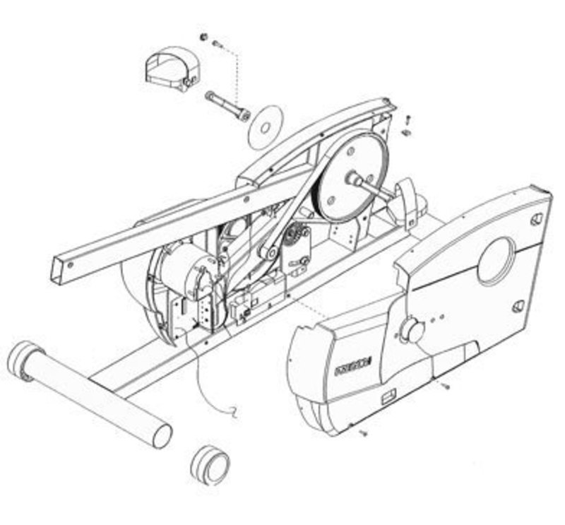 Exploded CAD drawing of the  cycle base