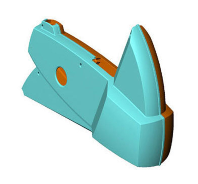 CAD view of the two molded sides that make up the base cover