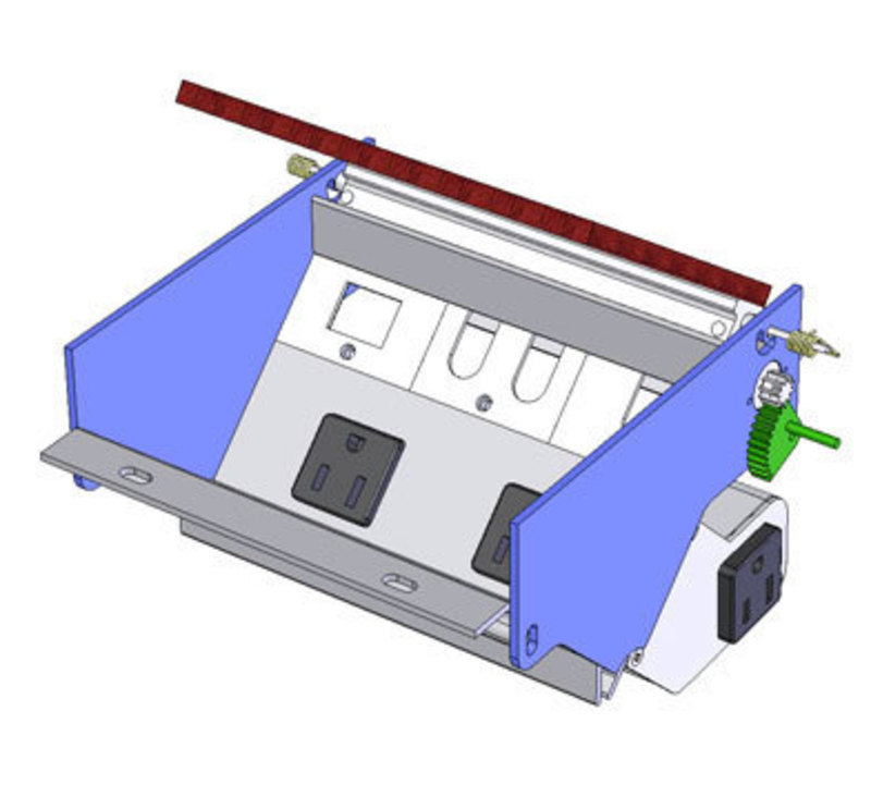 CAD view showing the power cove with some internal components in place