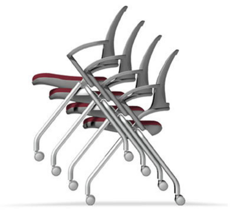 Allsteel Inc.: Get Set Chair Side view showing how the Get Set chairs stack up on top of each other