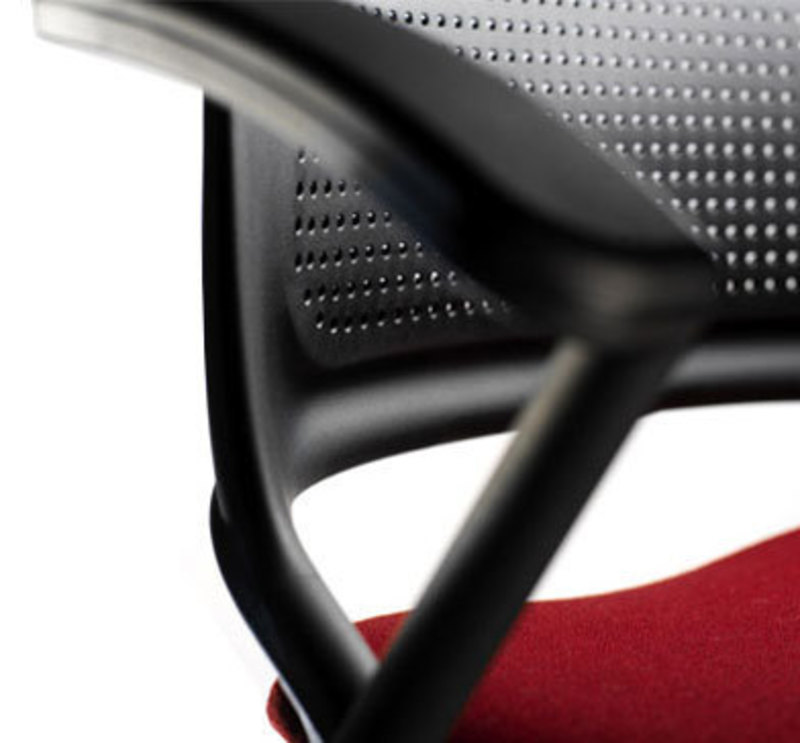 Allsteel Inc.: Get Set Chair Detail view showing the dot pattern on the back rest of the Get Set chair