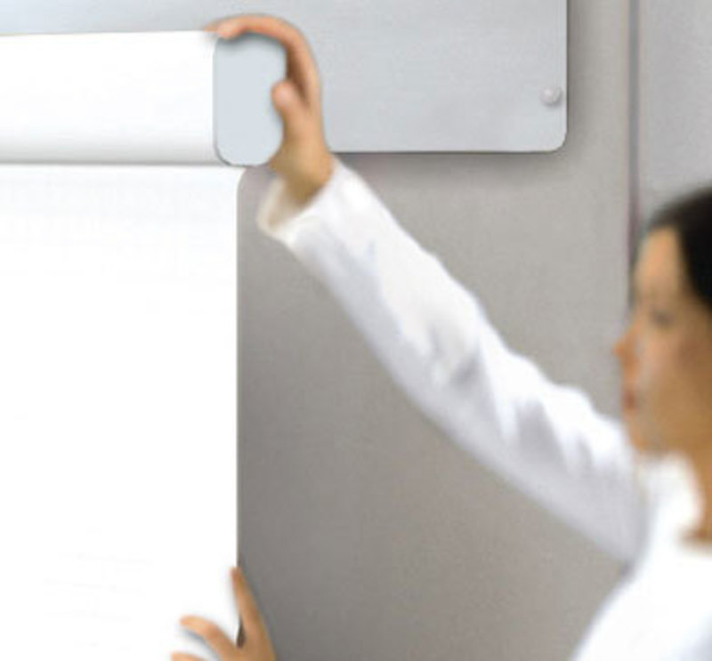 Allsteel Inc.: Get Set Presentation Concept rendering showing how a user would hang get set presentation panels