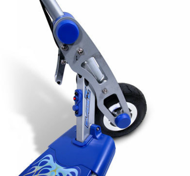 Detail view of the steering column of the ION 350 electric scooter