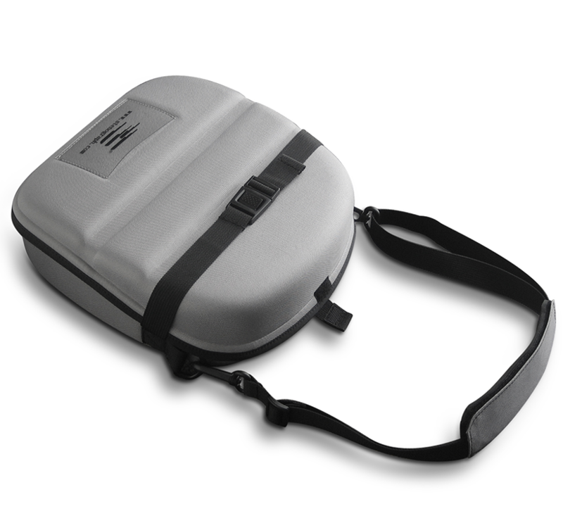 three quarters front view of the Jet Bag showing its carrying strap