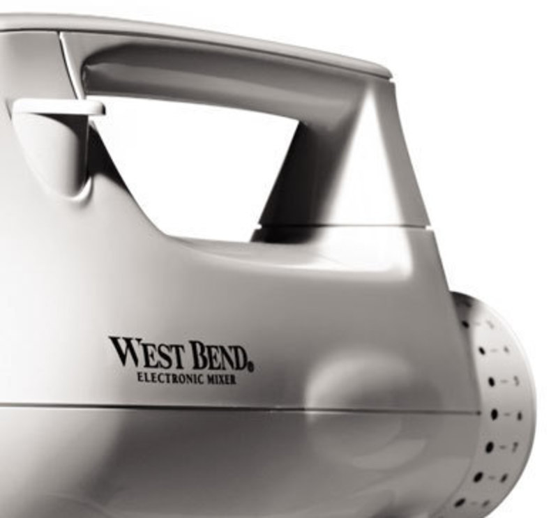 Detail view of the West Bend Stand Mixer showing the control knob