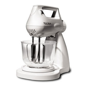 Three quarters front view of the West Bend stand mixer