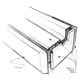 Concept sketch detailing how sheet metal and cast components can fit together 