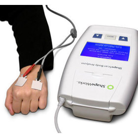 Image showing a person using the ShapeScan with adhesive contacts applied to the back of their hand