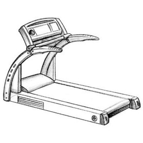 Three quarters rear view concept rendering for a life fitness treadmill