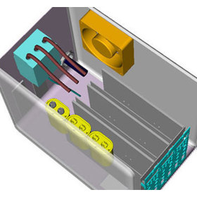 Overhead CAD model view showing how the internal electronics fit inside of the LEC controller