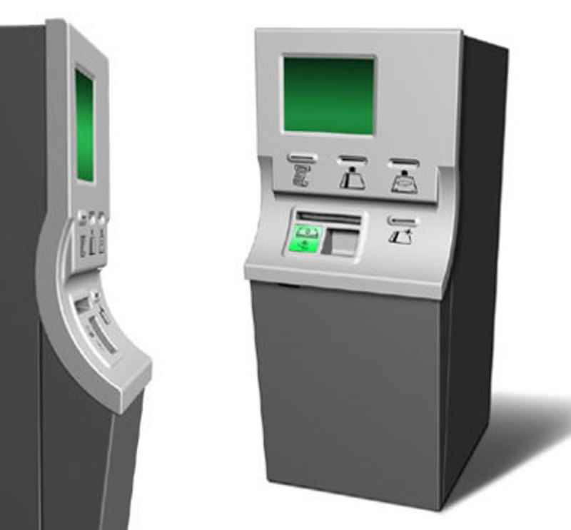 Side and three quarters view concept rendering for the transaction Kiosk