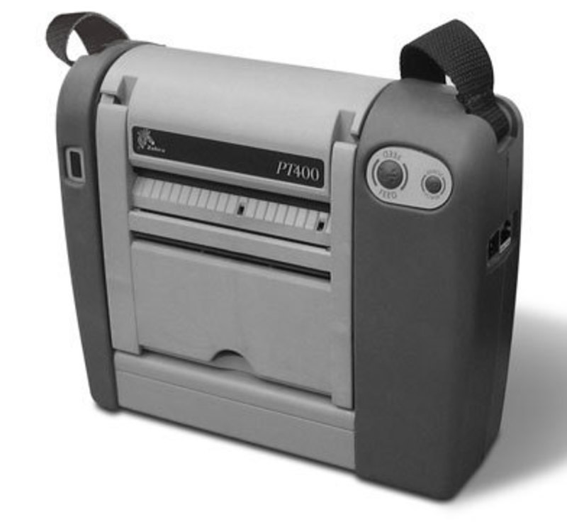 Three quarters front view of the PT400 printer 