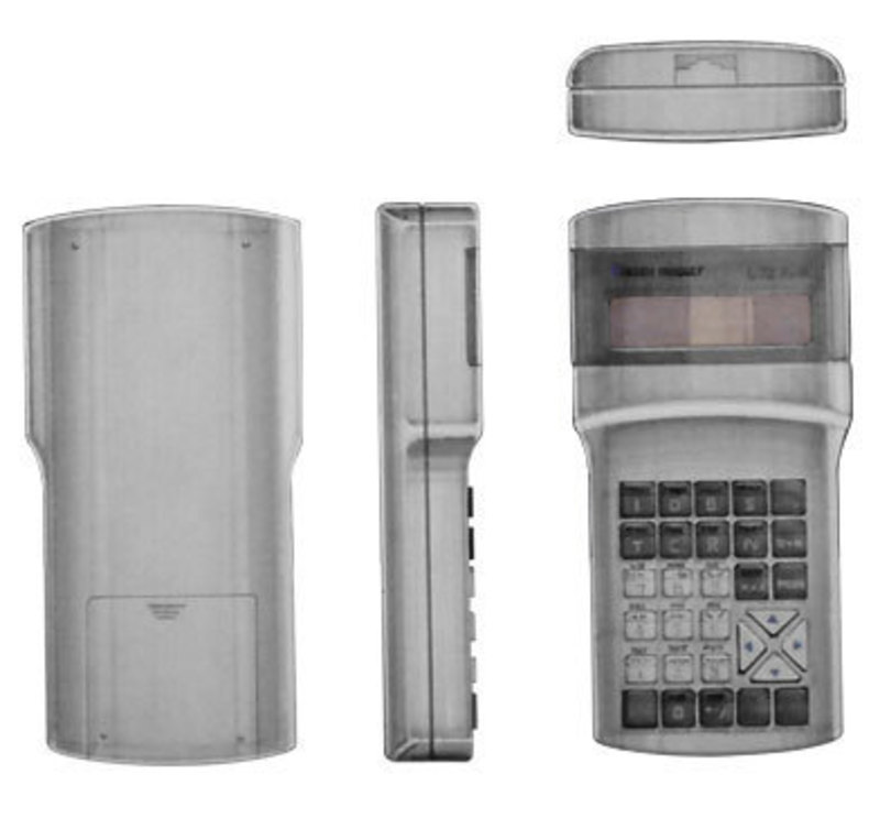 Concept illustration showing front, back, top and side views of the handheld controller