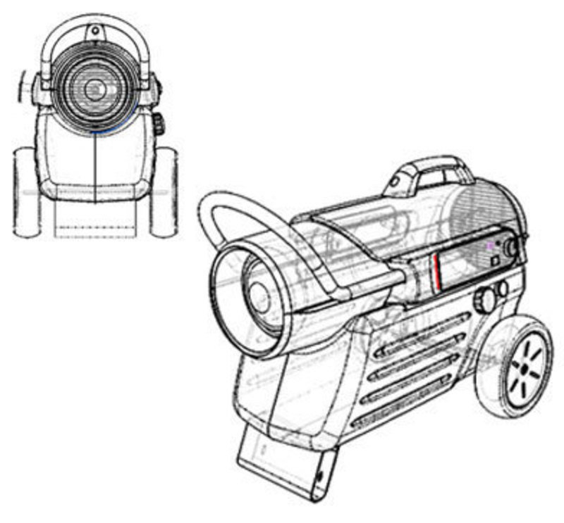 Transparent line drawing view of the Dyna-Glo Delux heater