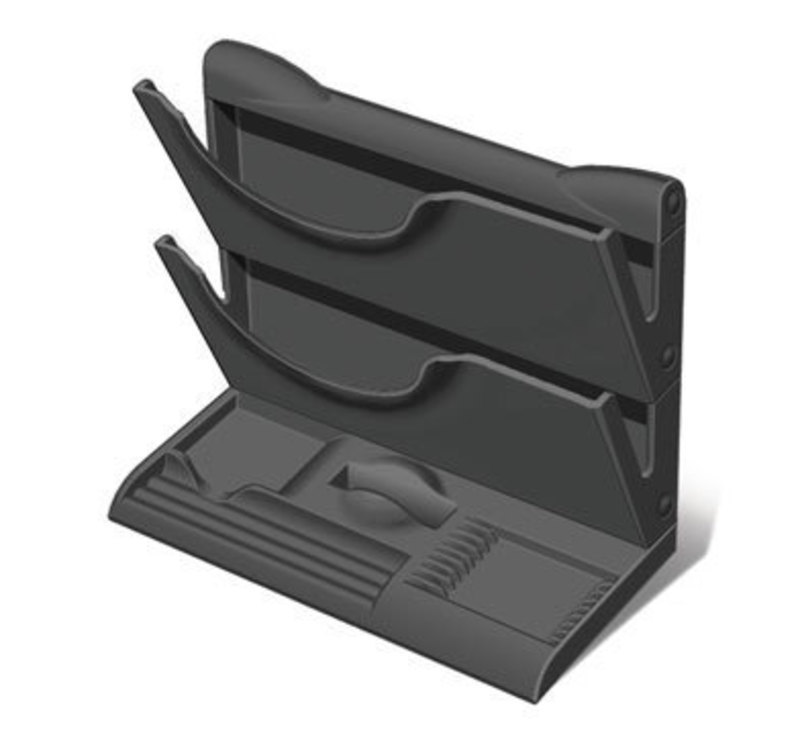 Three quarters front view concept rendering of the desk organizer