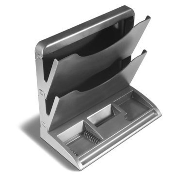 Overhead view of the Newell Rubbermaid desk organizer