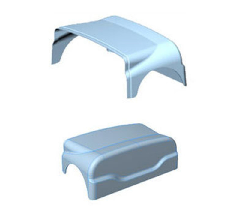 Front and reverse views of the CAD models used for the design of the Safari LTD's plastic shell