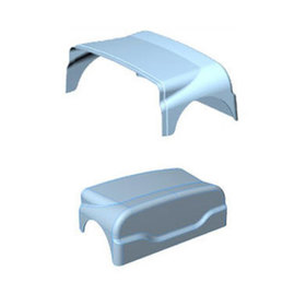 Front and reverse views of the CAD models used for the design of the Safari LTD's plastic shell