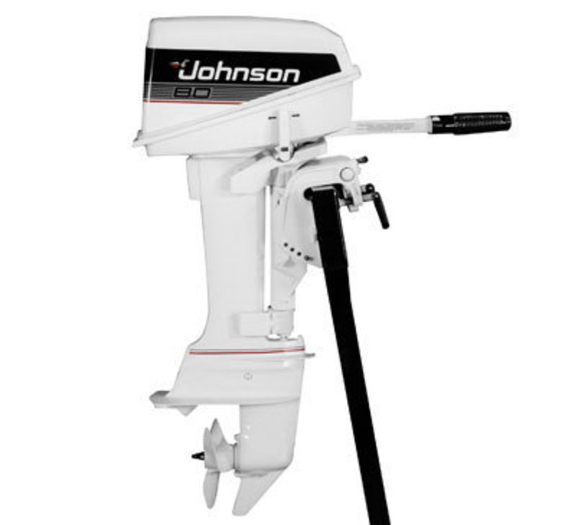 Side view of the Johnson outboard boat motor