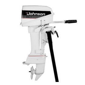 Side view of the Johnson outboard boat motor