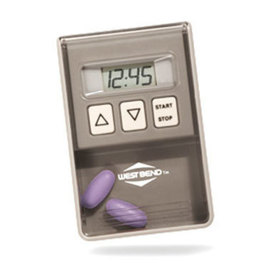 Front view showing pills stored inside the on-call pill box timer