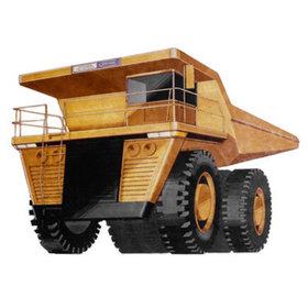 Three quarters front concept rendering of the Initial design for the Komatsu Dump truck