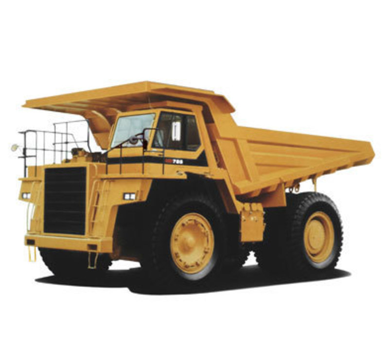 Three quarters front view of the final design of the Komatsu Dump truck