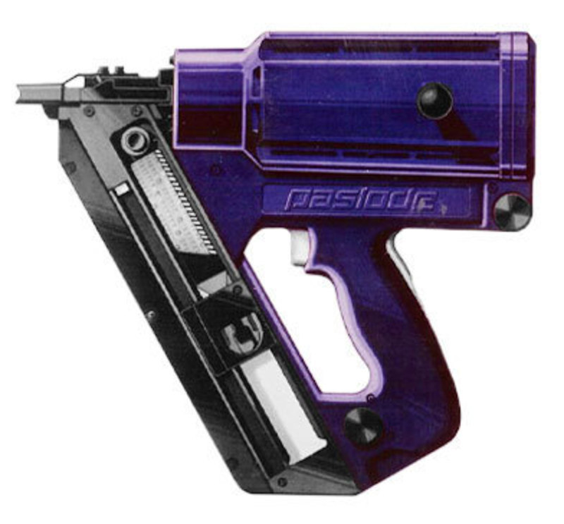 Side view of an initial design for the Paslode Impulse in purple