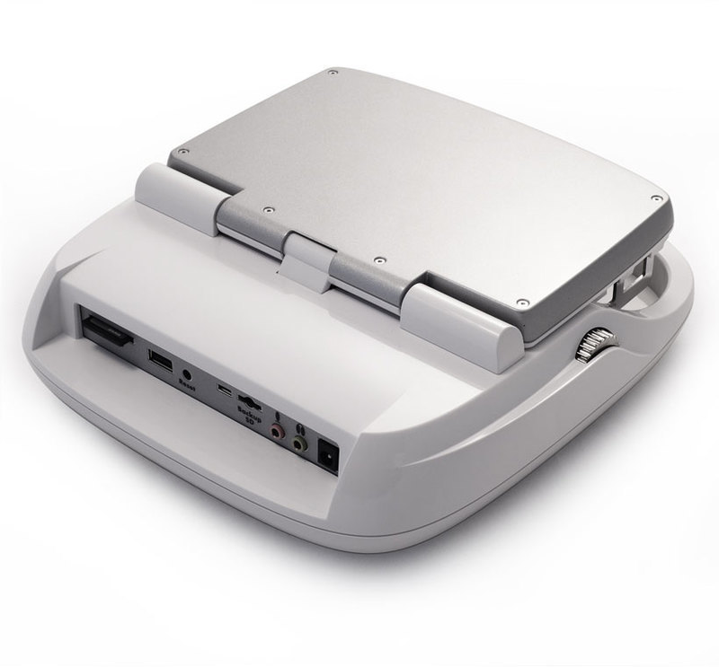 Stenograph Corporation: Luminex Writer Rear three-quarters view of the Luminex Writer with screen closed