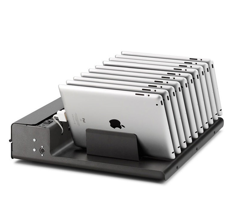 Bretford Manufacturing, Inc.: PowerRack® for iPad 2 Rear three-quarters view of Bretford PowerRack loaded with iPads