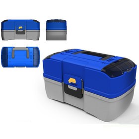 Front, side, top and perspective views of an initial design for the CDS Fishing Tackle Box