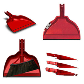 Detail view collage showing the features designed into the O'Cedar dustpan