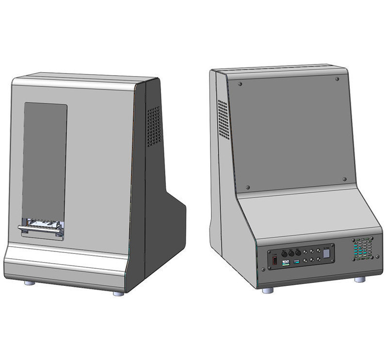 OWL Biomedical : Nanosorter Front and rear three quarters view of the initial design of the Owl Nanosorter
