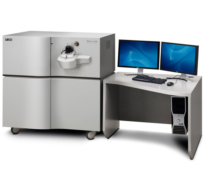 LECO Corporation: Citius LC-HRT High Resolution TOFMS Three quarters front view of the Citius controls in context with the spectrometer system