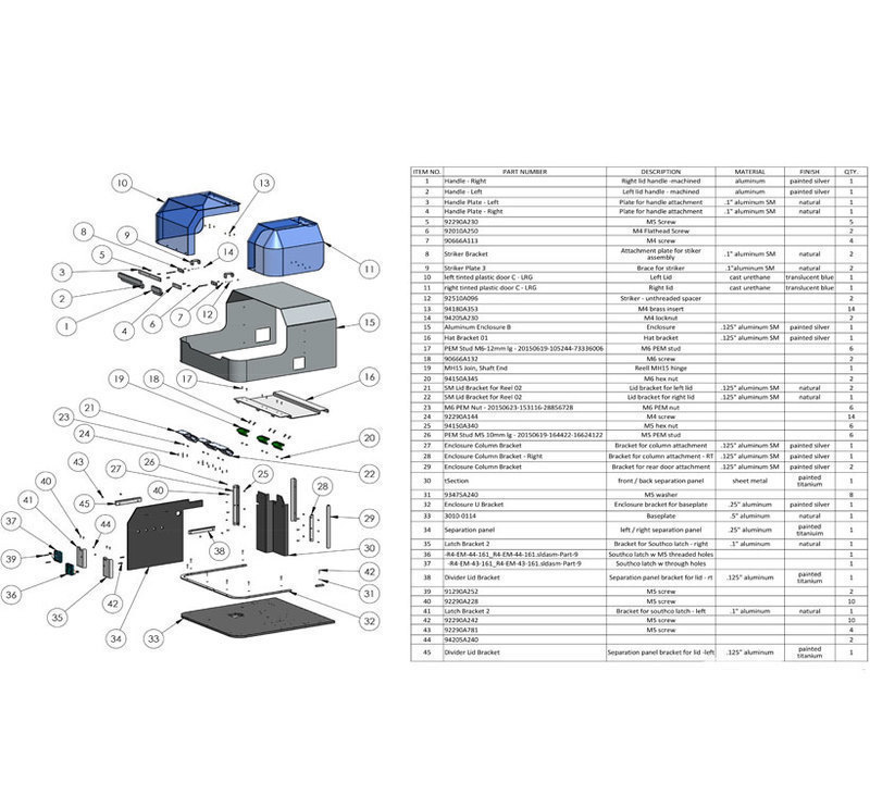 Lifescale 2015 bill of materials with exploded view