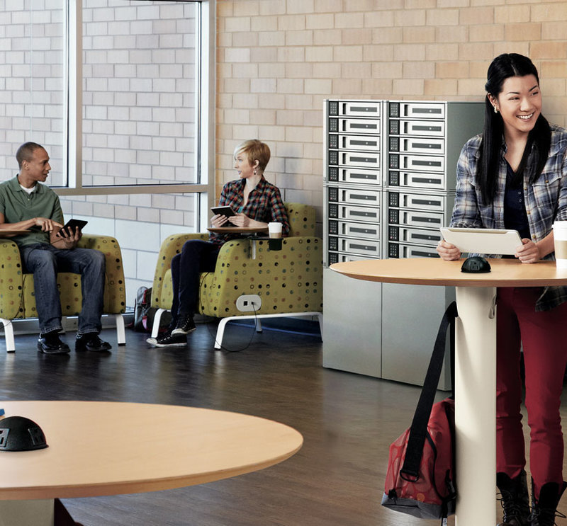 Bretford Manufacturing, Inc.: TechGuard™ Charging Locker Techguard locker in context in a public lobby area