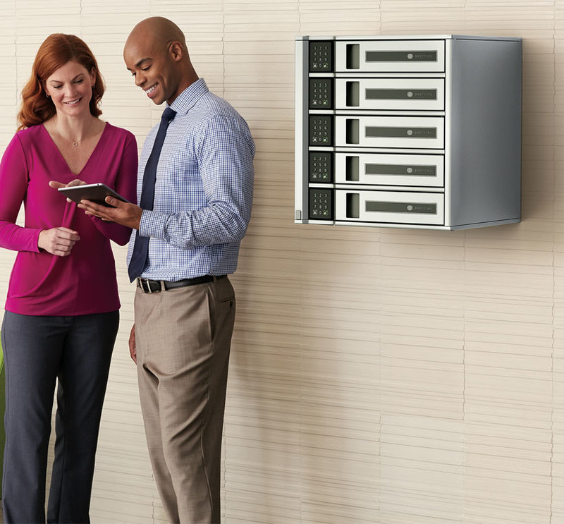 Bretford Manufacturing, Inc.: TechGuard™ Charging Locker Context view of the Techguard locker mounted to a wall