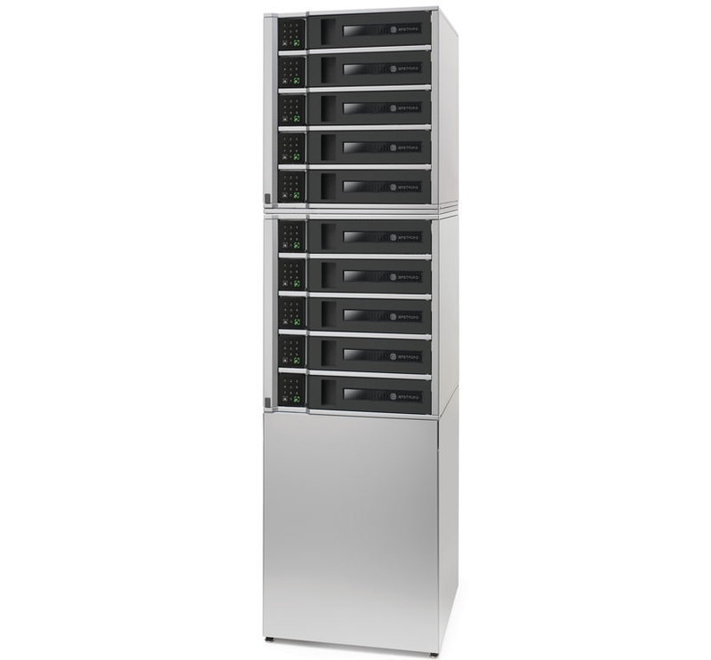 Bretford Manufacturing, Inc.: TechGuard™ Charging Locker Techguard Lockers assembled into a tower
