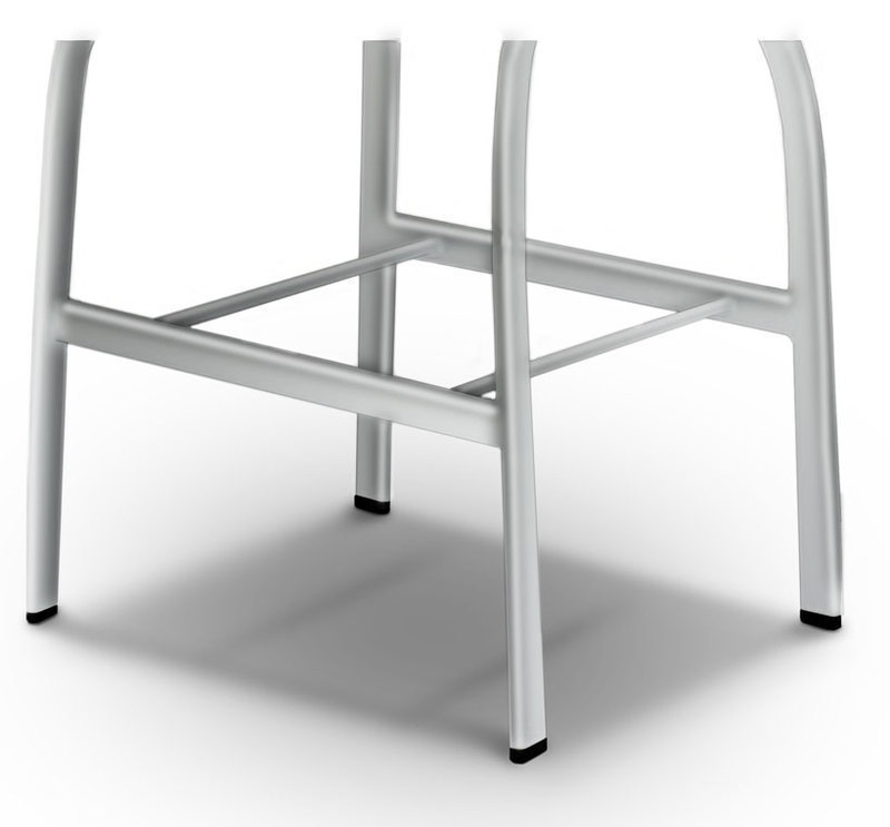 Close up view of the extended legs of the Explore stool height chairs