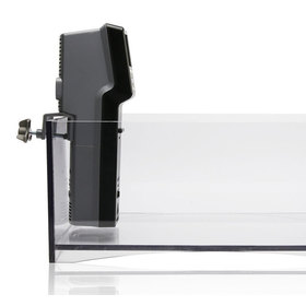 Side view of the PolyScience: Sous Vide Professional showing the clamp that holds it to the lip of a container