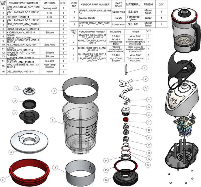Hy Cite: Royal Vort-X Blender by Royal Prestige® Royal Vort-X blender bill of materials and exploded view