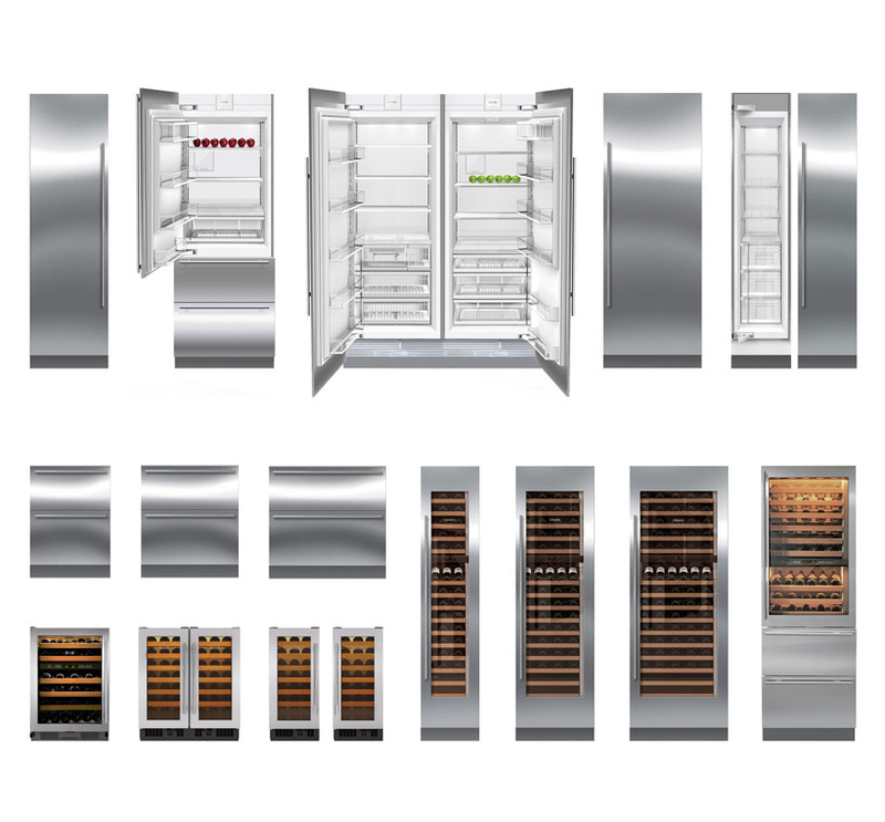 Front view of the entire integrated refrigeration product family